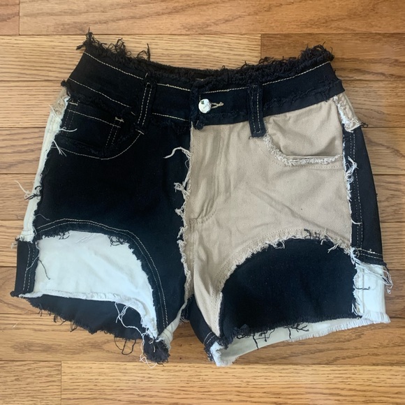Denim Patchwork Shorts - Picture 1 of 4